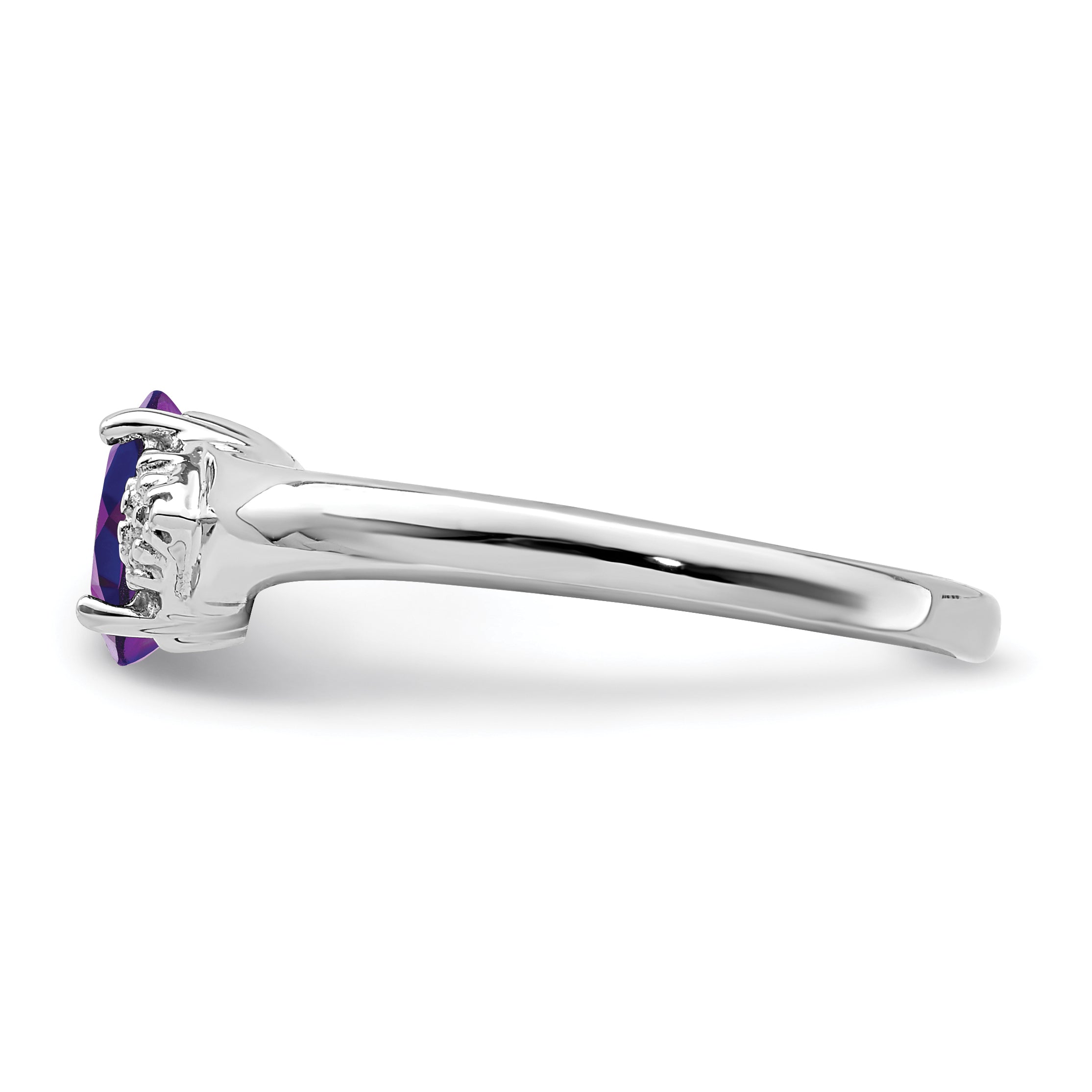 Sterlingsilber Rhodiniert Diamant und Amethyst Ring
