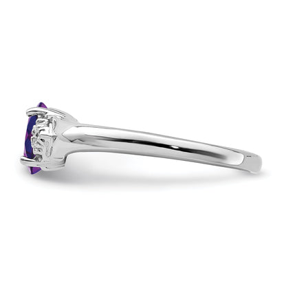 Sterlingsilber Rhodiniert Diamant und Amethyst Ring
