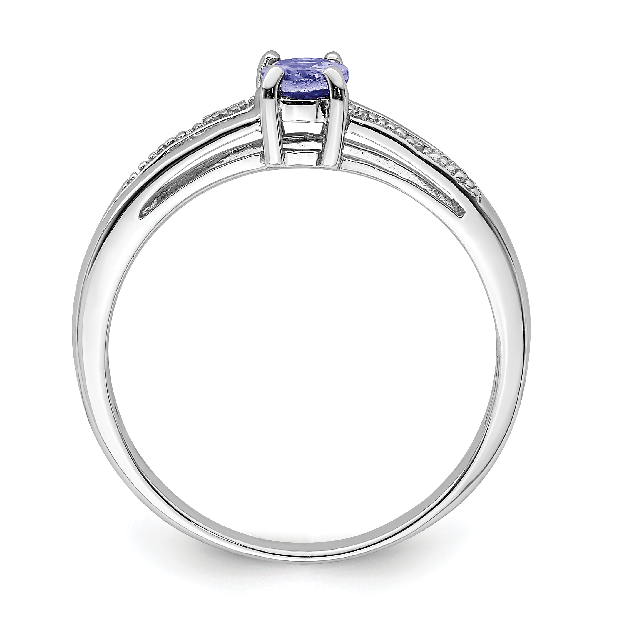 Sterlingsilber Rhodiniert Diamant und Tansanit Ring