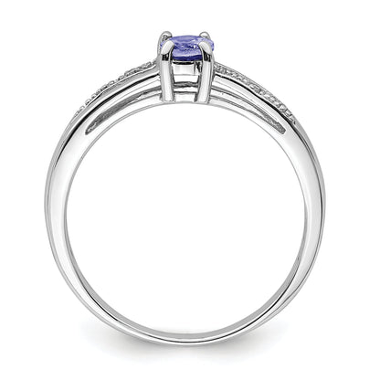 Sterlingsilber Rhodiniert Diamant und Tansanit Ring