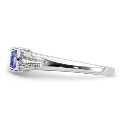 Sterlingsilber Rhodiniert Diamant und Tansanit Ring