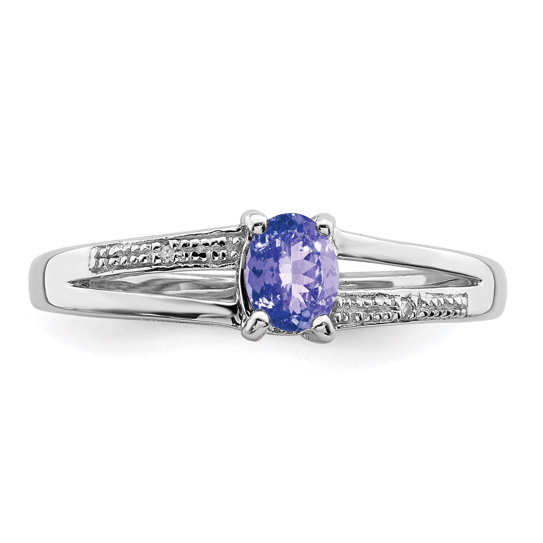 Sterlingsilber Rhodiniert Diamant und Tansanit Ring
