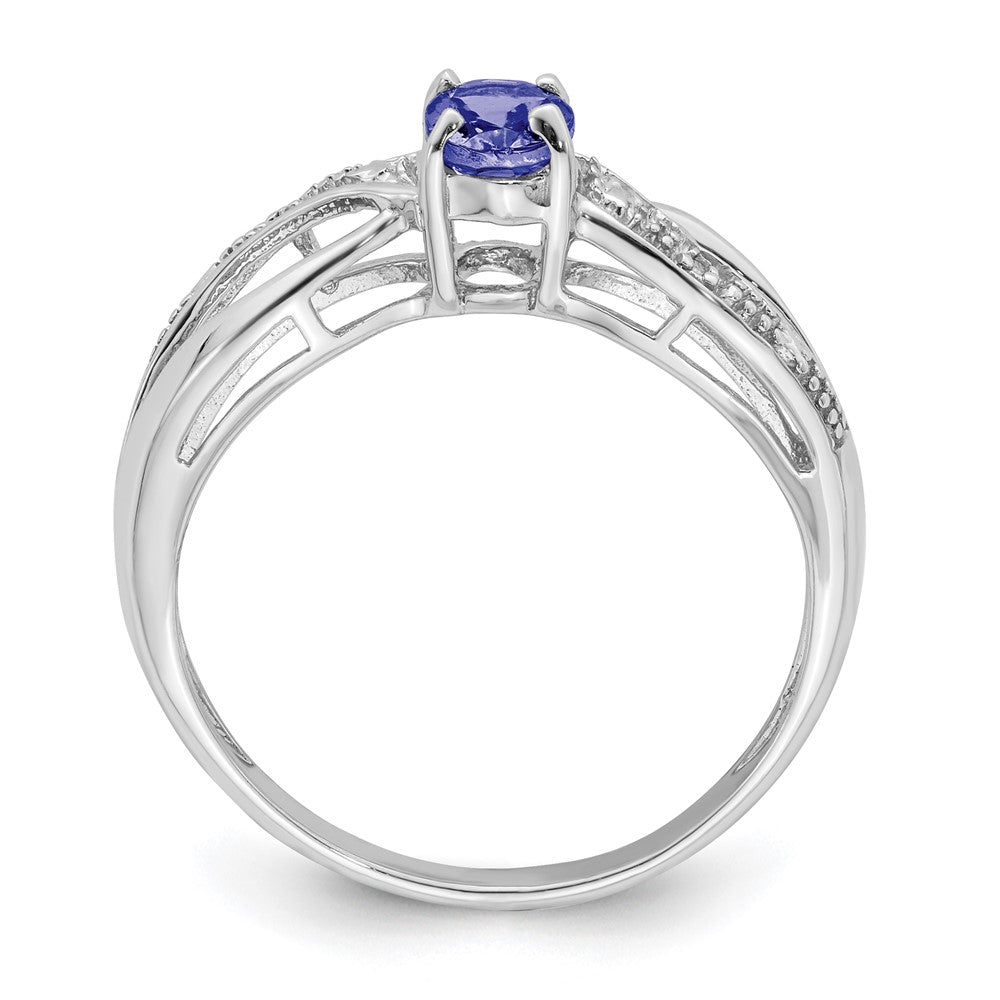 Sterlingsilber Rhodiniert Diamant und Tansanit Ring (size 9 Nur)