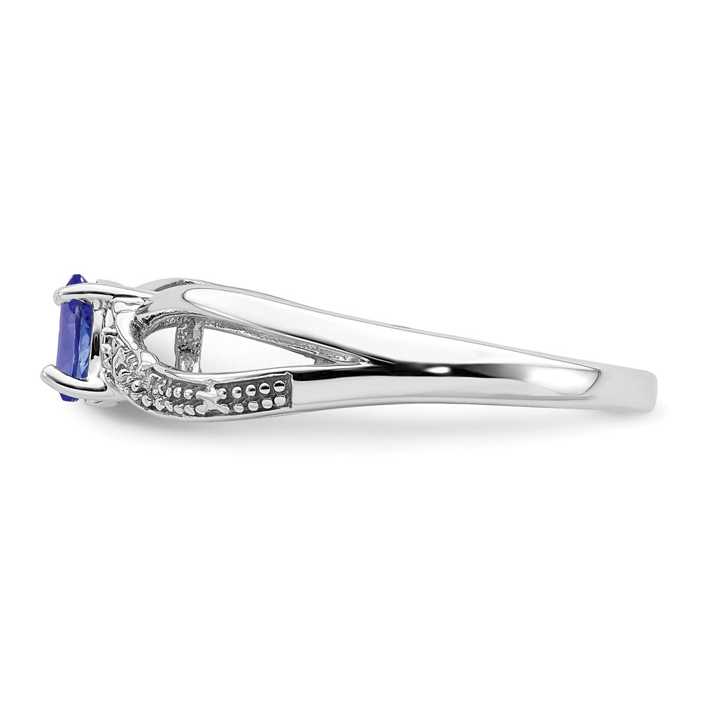 Sterlingsilber Rhodiniert Diamant und Tansanit Ring (size 9 Nur)