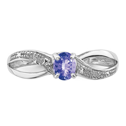 Sterlingsilber Rhodiniert Diamant und Tansanit Ring (size 9 Nur)