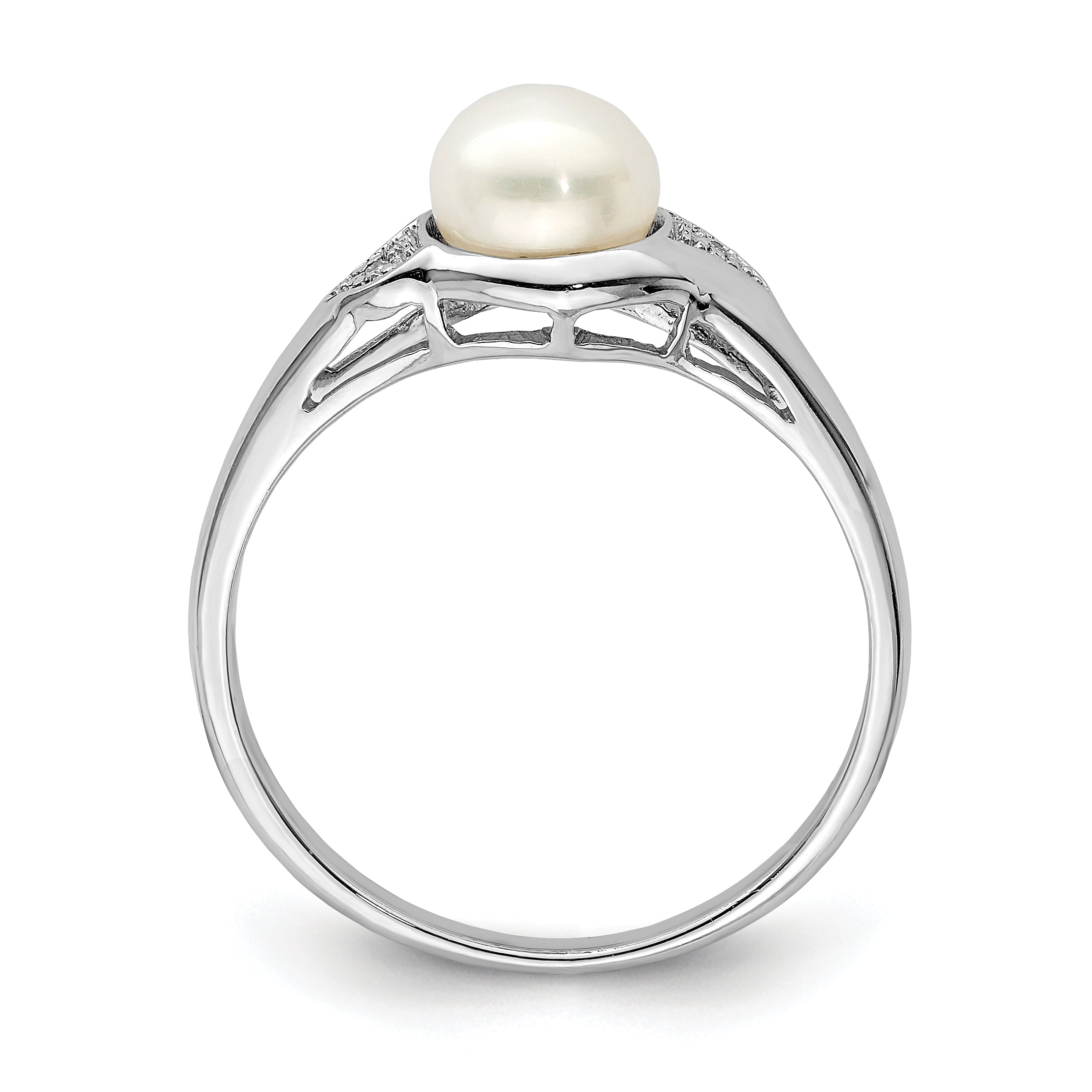 Sterlingsilber Rhodiniert Diamant und Fw Zuchtperle Ring