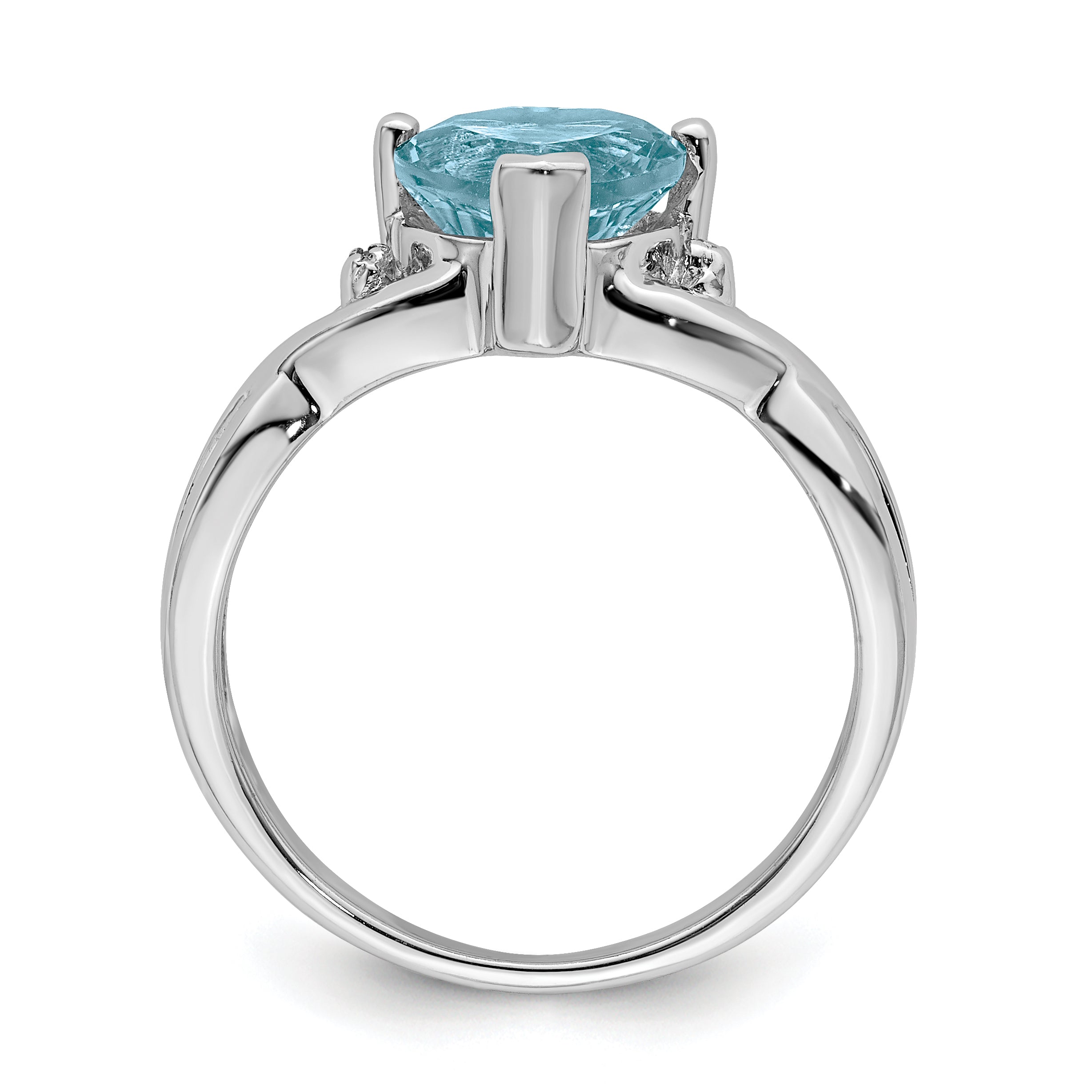Sterlingsilber Rhodiniert Diamant & Lt Schweizer Bt Herz Ring