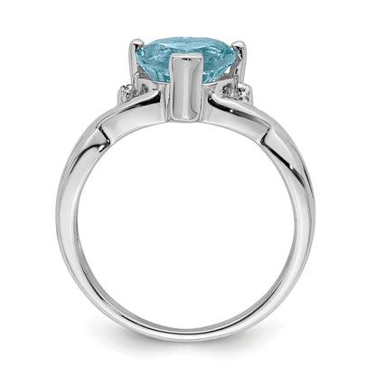 Sterlingsilber Rhodiniert Diamant & Lt Schweizer Bt Herz Ring