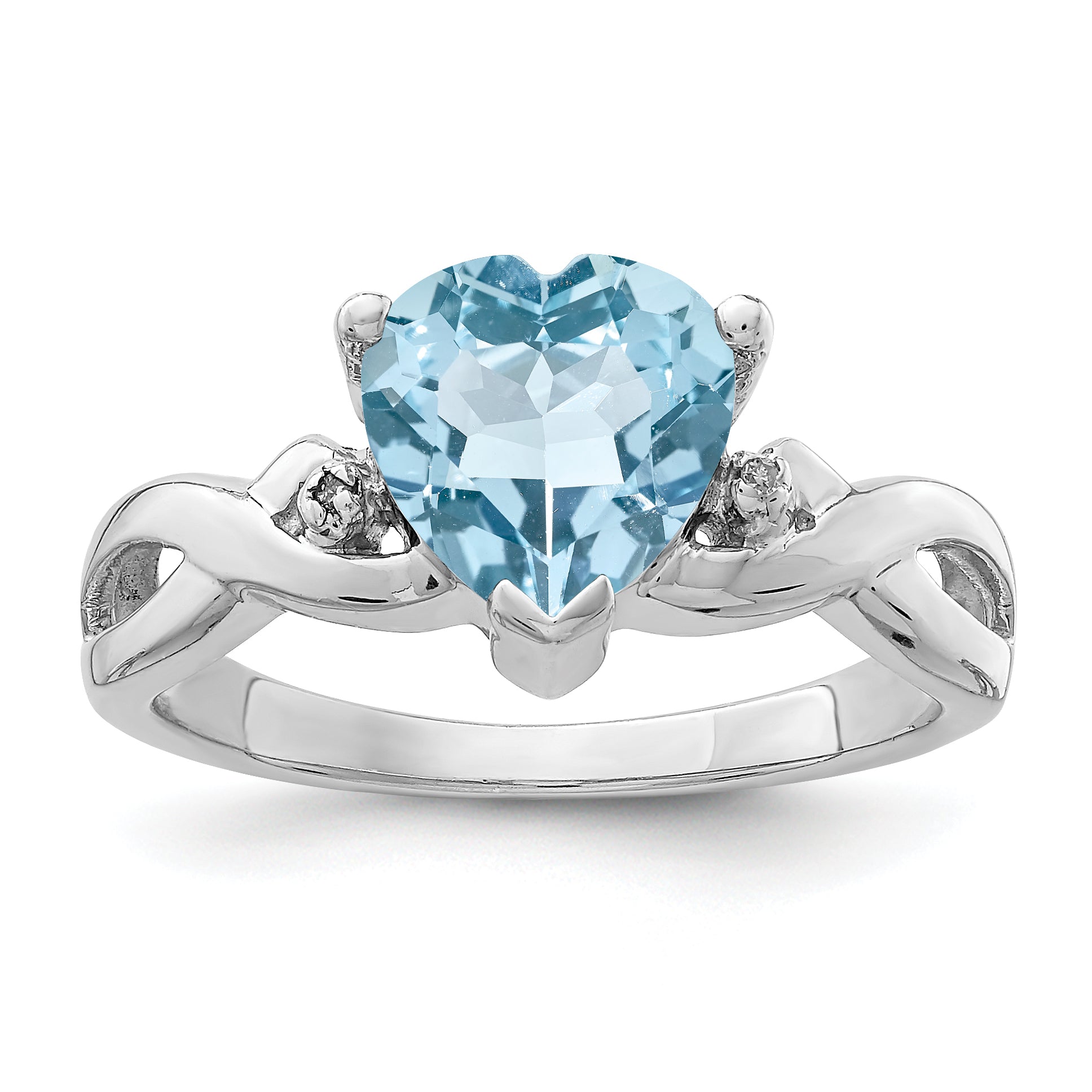 Sterlingsilber Rhodiniert Diamant & Lt Schweizer Bt Herz Ring