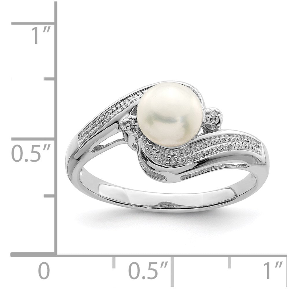 Sterlingsilber Rhodiniert Diamant und Fw Zuchtperle Ring