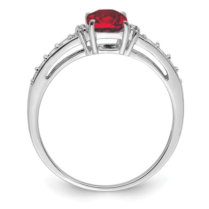 Sterlingsilber Rhodiniert Diamant und Granat Kissen Ring (size 9 Nur)