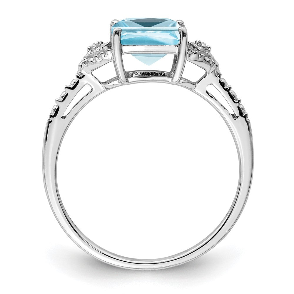Sterlingsilber Rhodiniert Diamant und Himmel Blautopas Ring