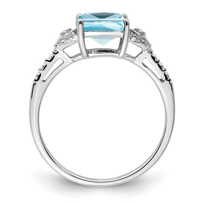 Sterlingsilber Rhodiniert Diamant und Himmel Blautopas Ring