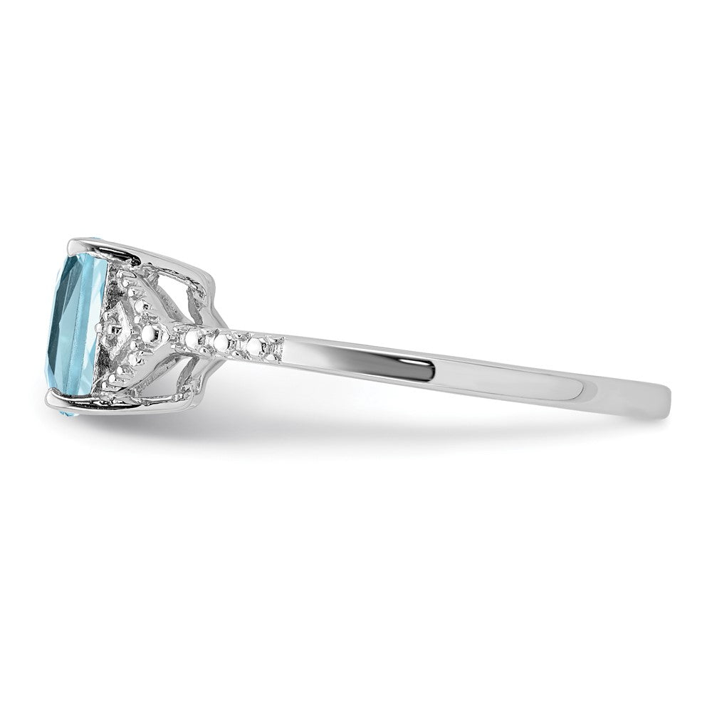 Sterlingsilber Rhodiniert Diamant und Himmel Blautopas Ring