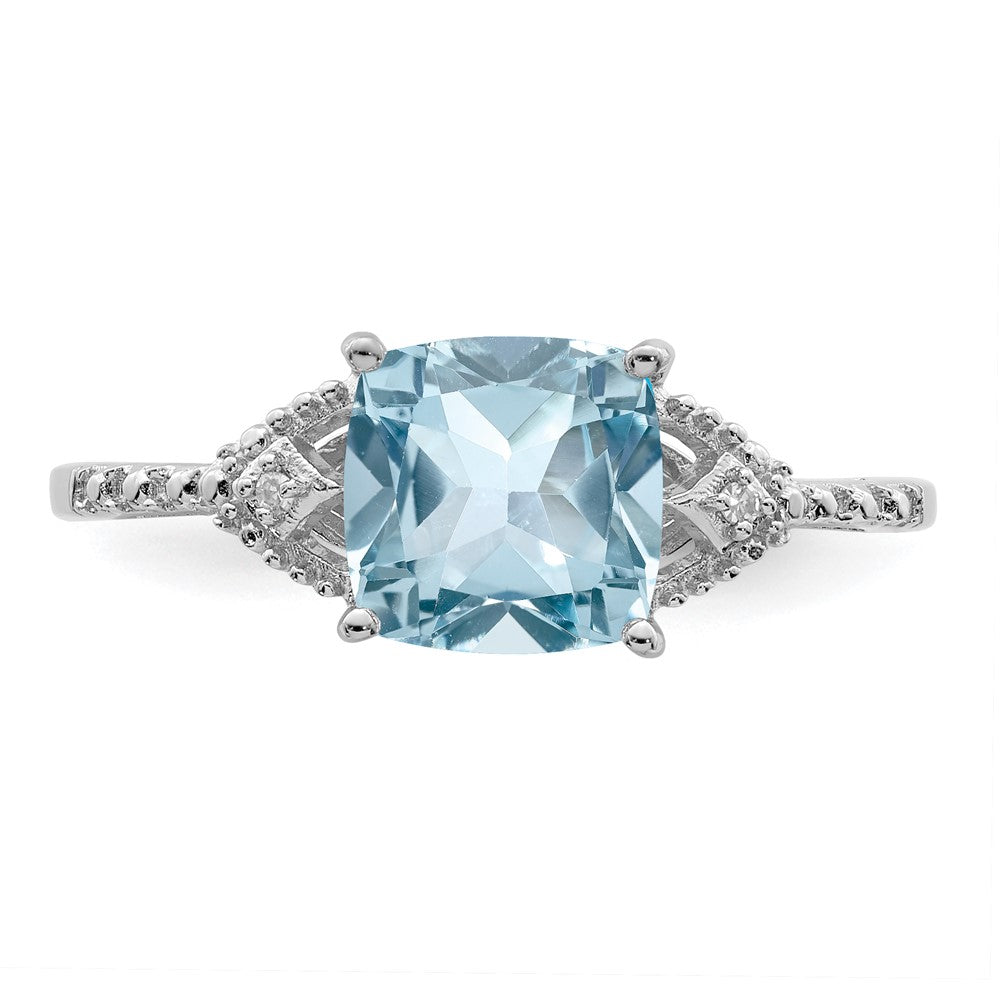 Sterlingsilber Rhodiniert Diamant und Himmel Blautopas Ring