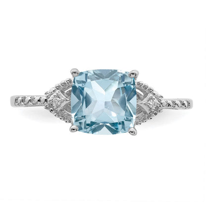 Sterlingsilber Rhodiniert Diamant und Himmel Blautopas Ring