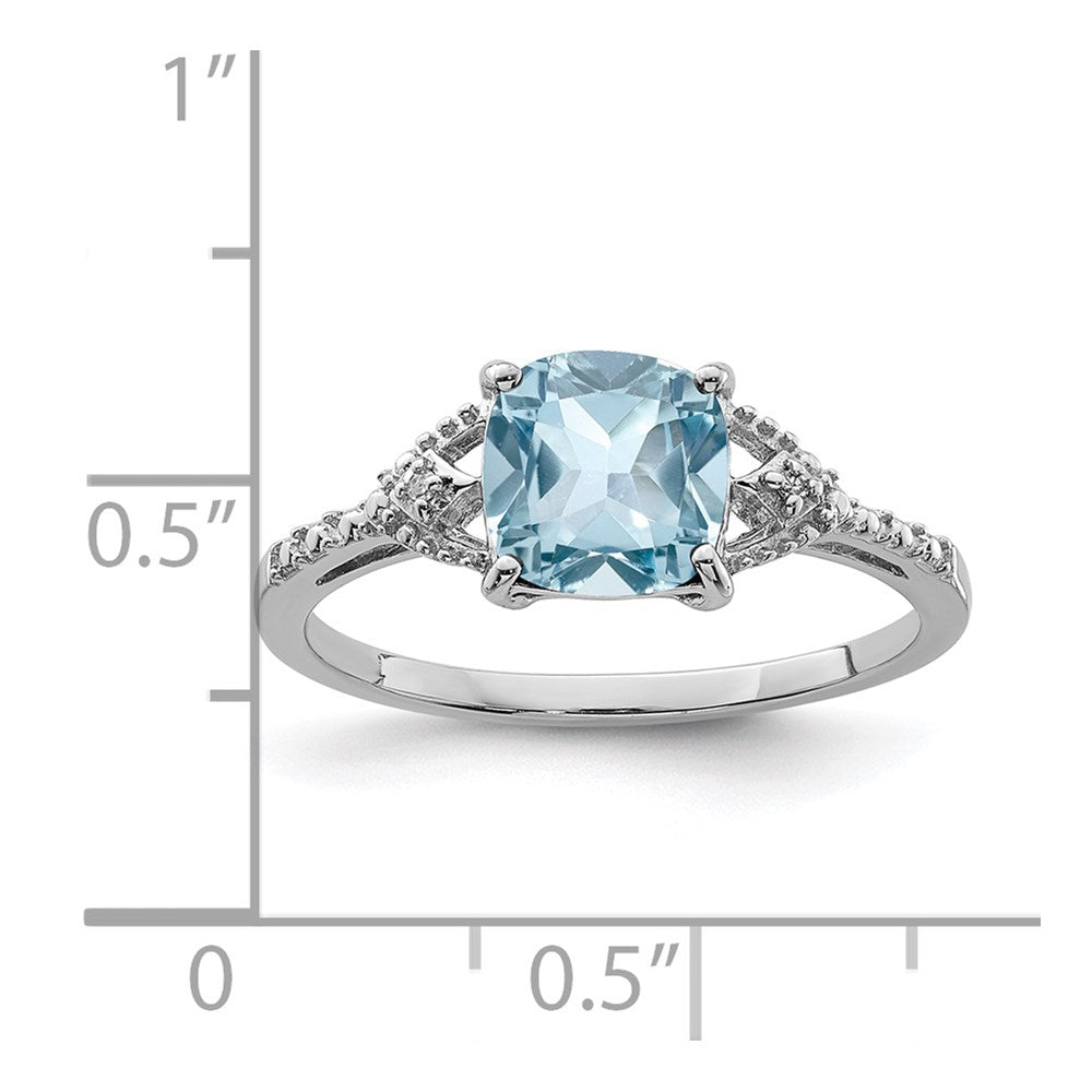 Sterlingsilber Rhodiniert Diamant und Himmel Blautopas Ring
