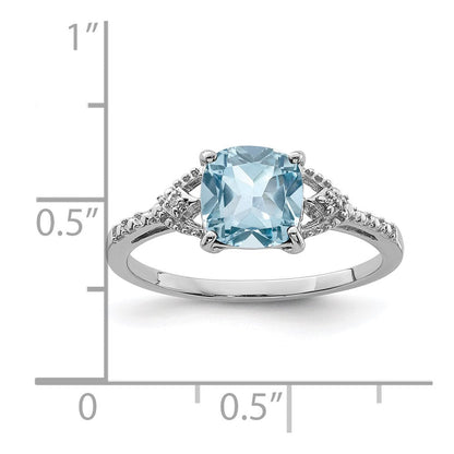 Sterlingsilber Rhodiniert Diamant und Himmel Blautopas Ring