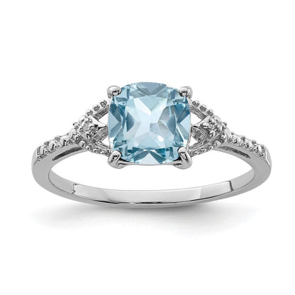 Sterlingsilber Rhodiniert Diamant und Himmel Blautopas Ring