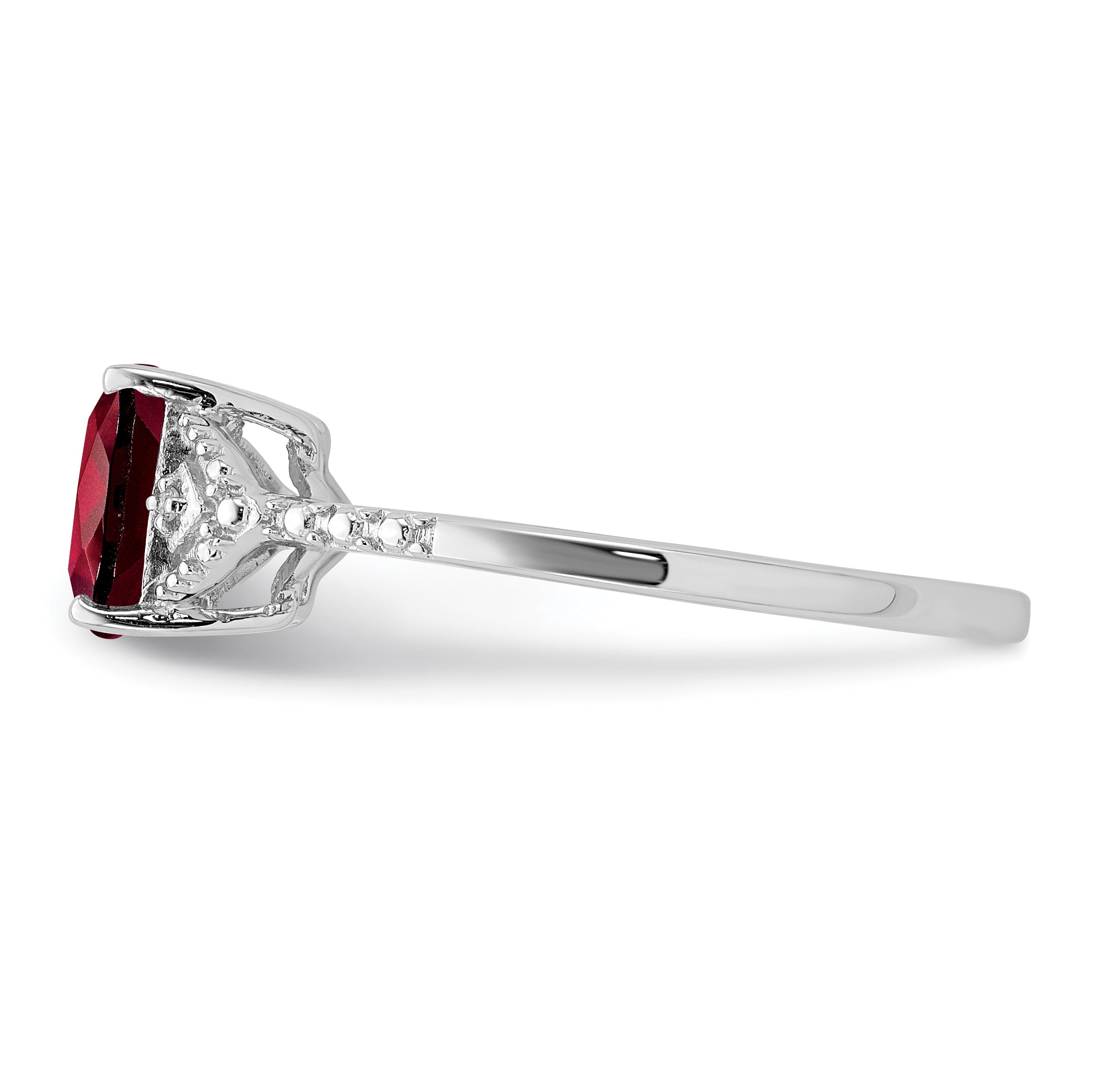 Sterlingsilber Rhodiniert Diamant und Granat Ring