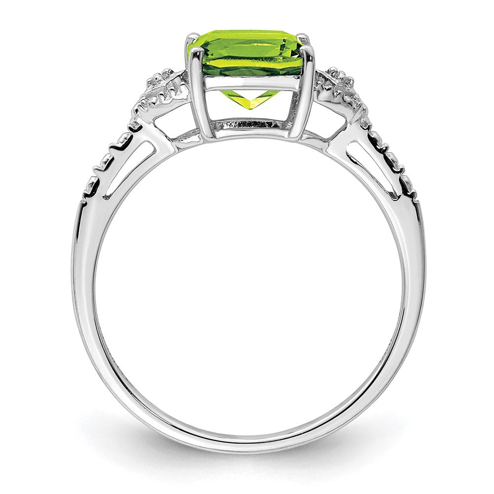Sterlingsilber Rhodiniert Diamant und Peridot Ring
