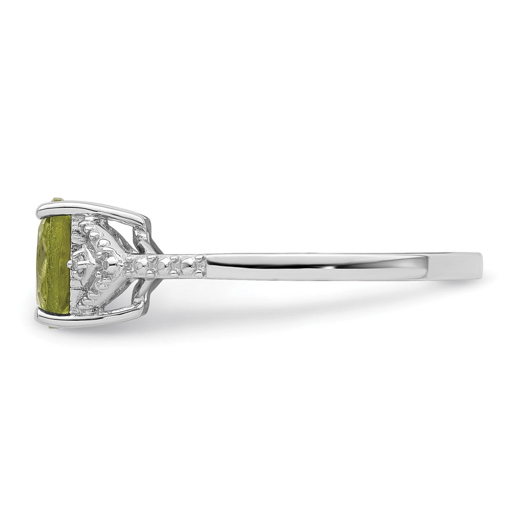Sterlingsilber Rhodiniert Diamant und Peridot Ring