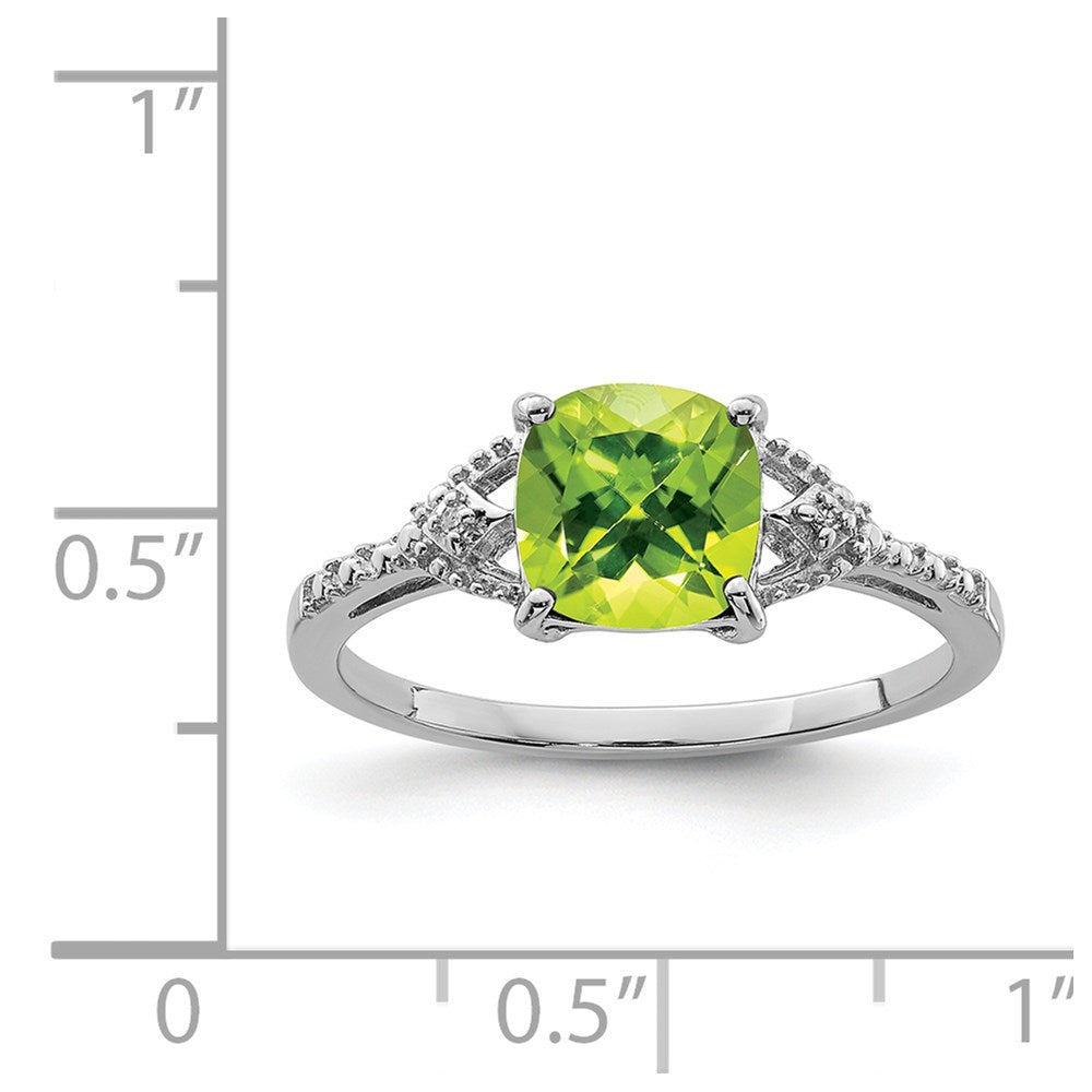Sterlingsilber Rhodiniert Diamant und Peridot Ring