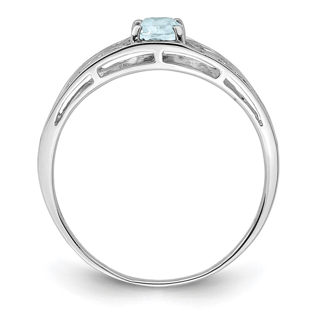 Sterlingsilber Rhodiniert Aquamarin Ring