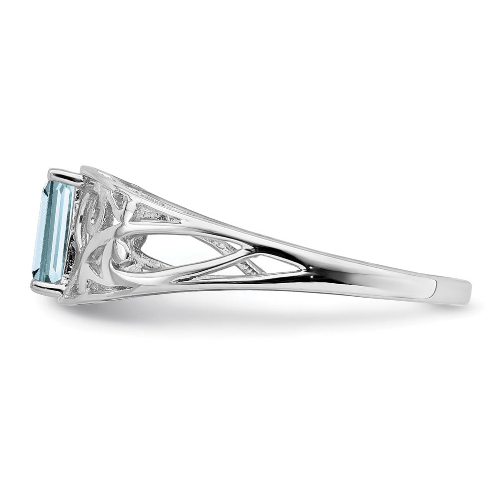 Sterlingsilber Rhodiniert Aquamarin Ring