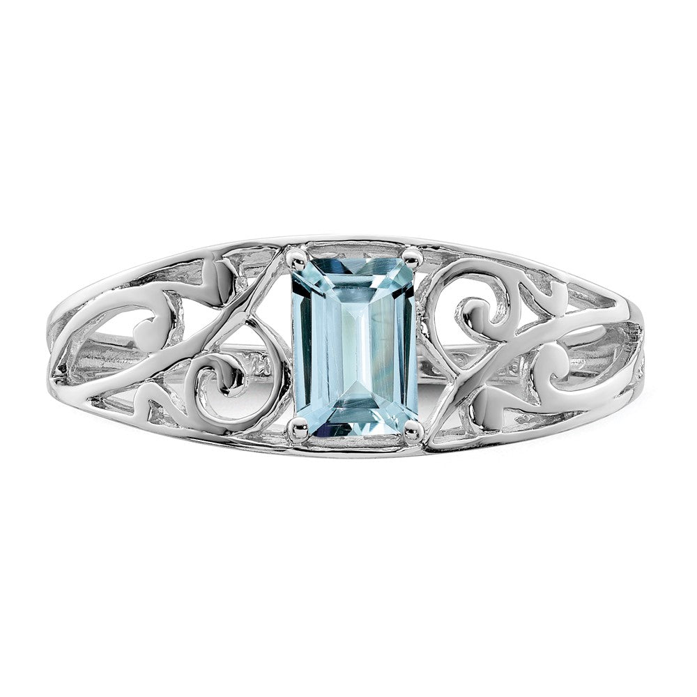 Sterlingsilber Rhodiniert Aquamarin Ring