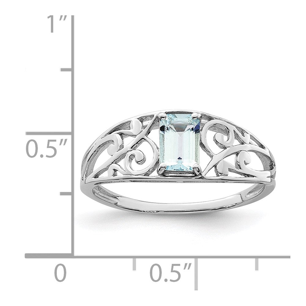 Sterlingsilber Rhodiniert Aquamarin Ring