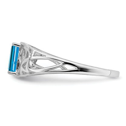Sterlingsilber Rhodiniert Himmel Blautopas Ring