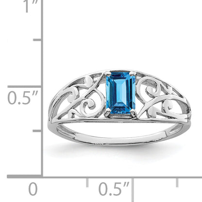 Sterlingsilber Rhodiniert Himmel Blautopas Ring