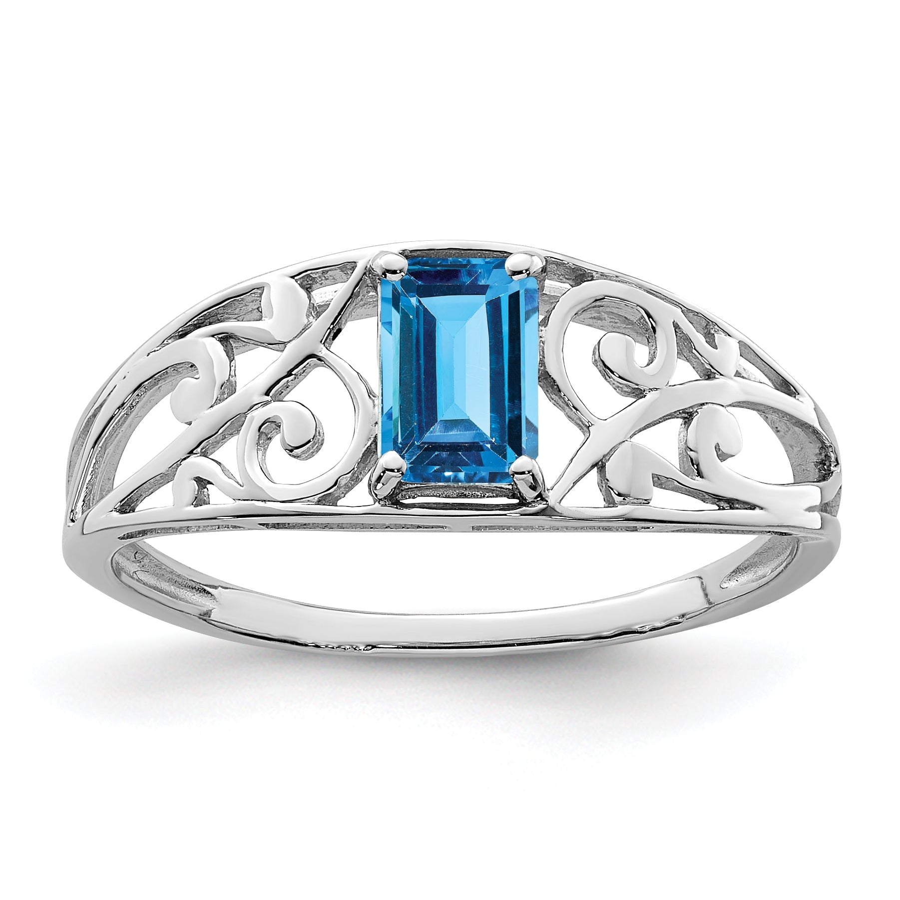 Sterlingsilber Rhodiniert Himmel Blautopas Ring