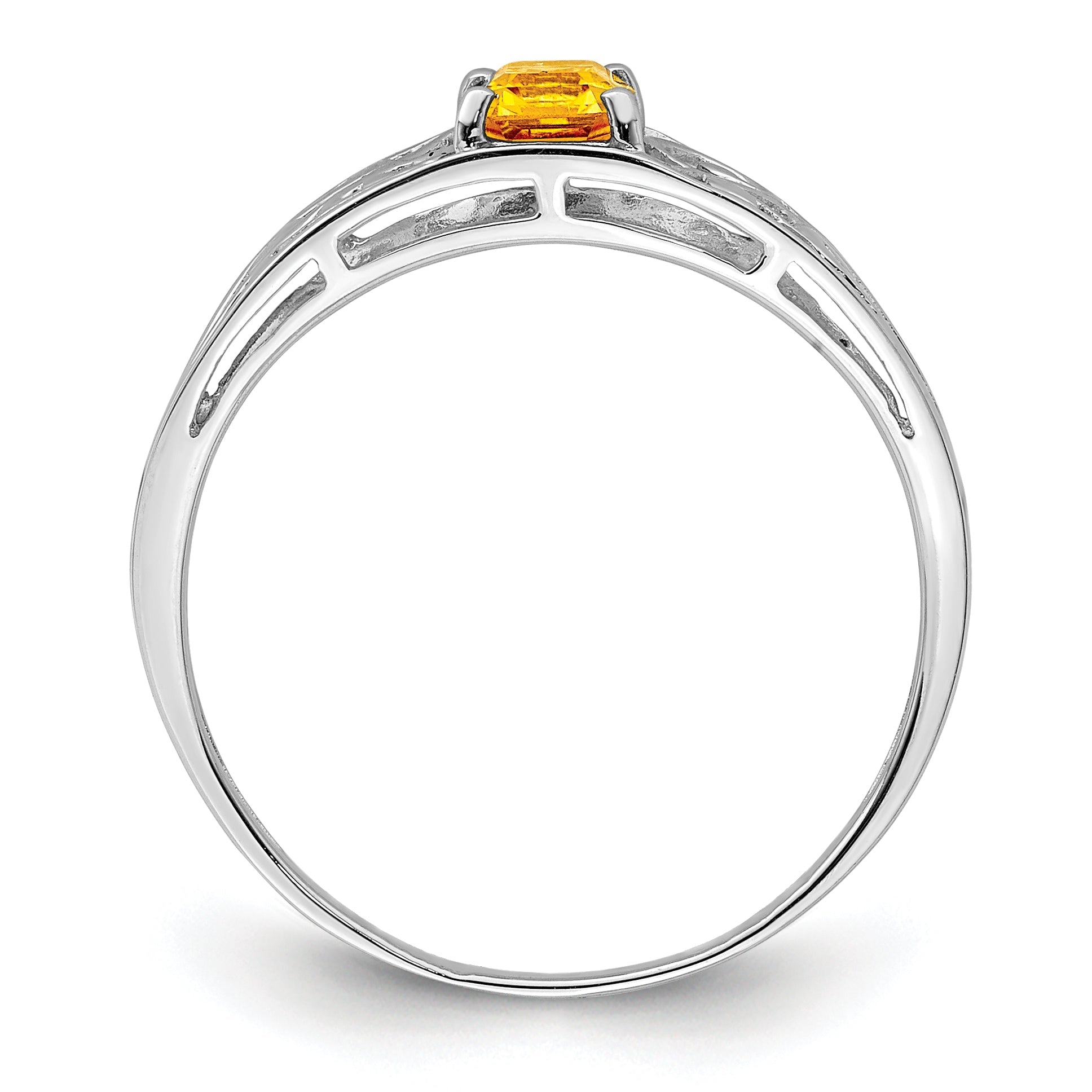 Sterlingsilber Rhodiniert Citrin Ring