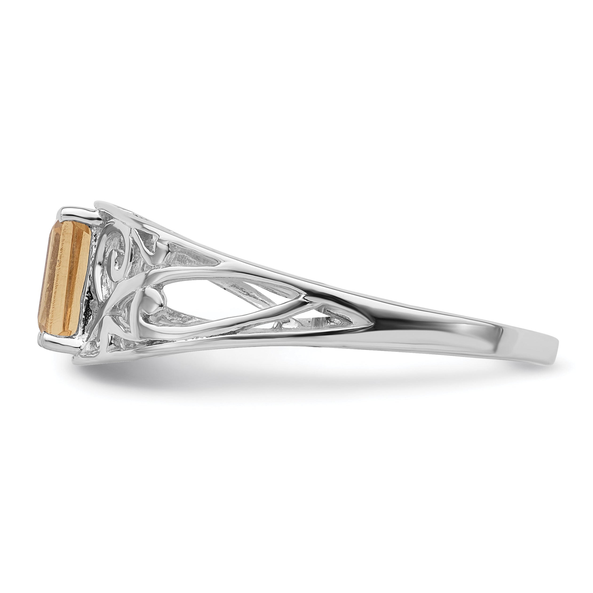 Sterlingsilber Rhodiniert Citrin Ring