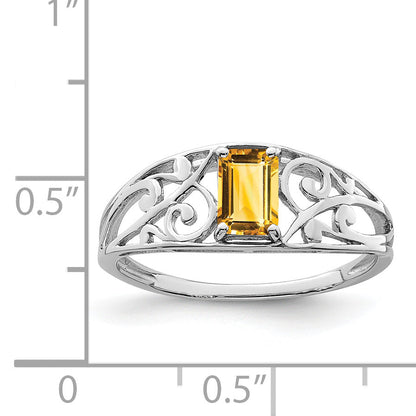 Sterlingsilber Rhodiniert Citrin Ring