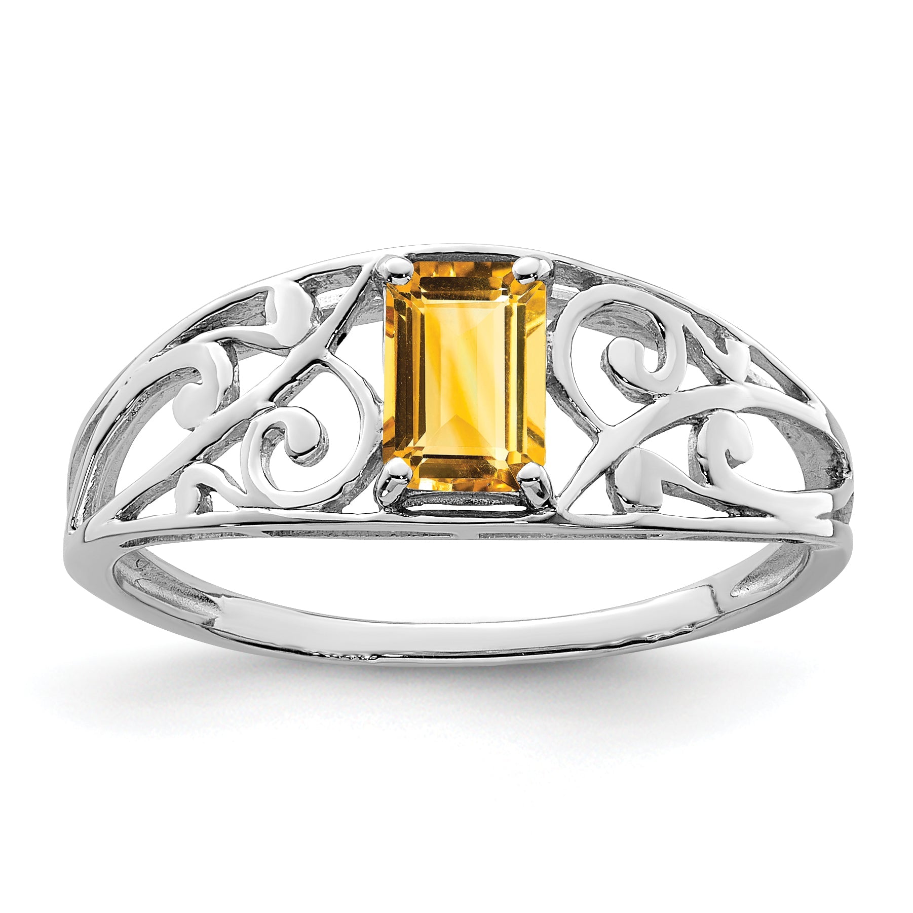 Sterlingsilber Rhodiniert Citrin Ring