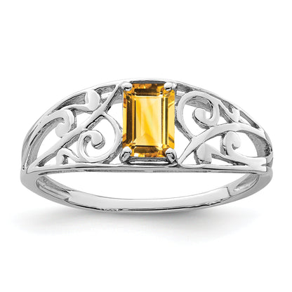 Sterlingsilber Rhodiniert Citrin Ring