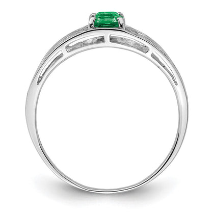 Sterlingsilber Rhodiniert Smaragd Ring