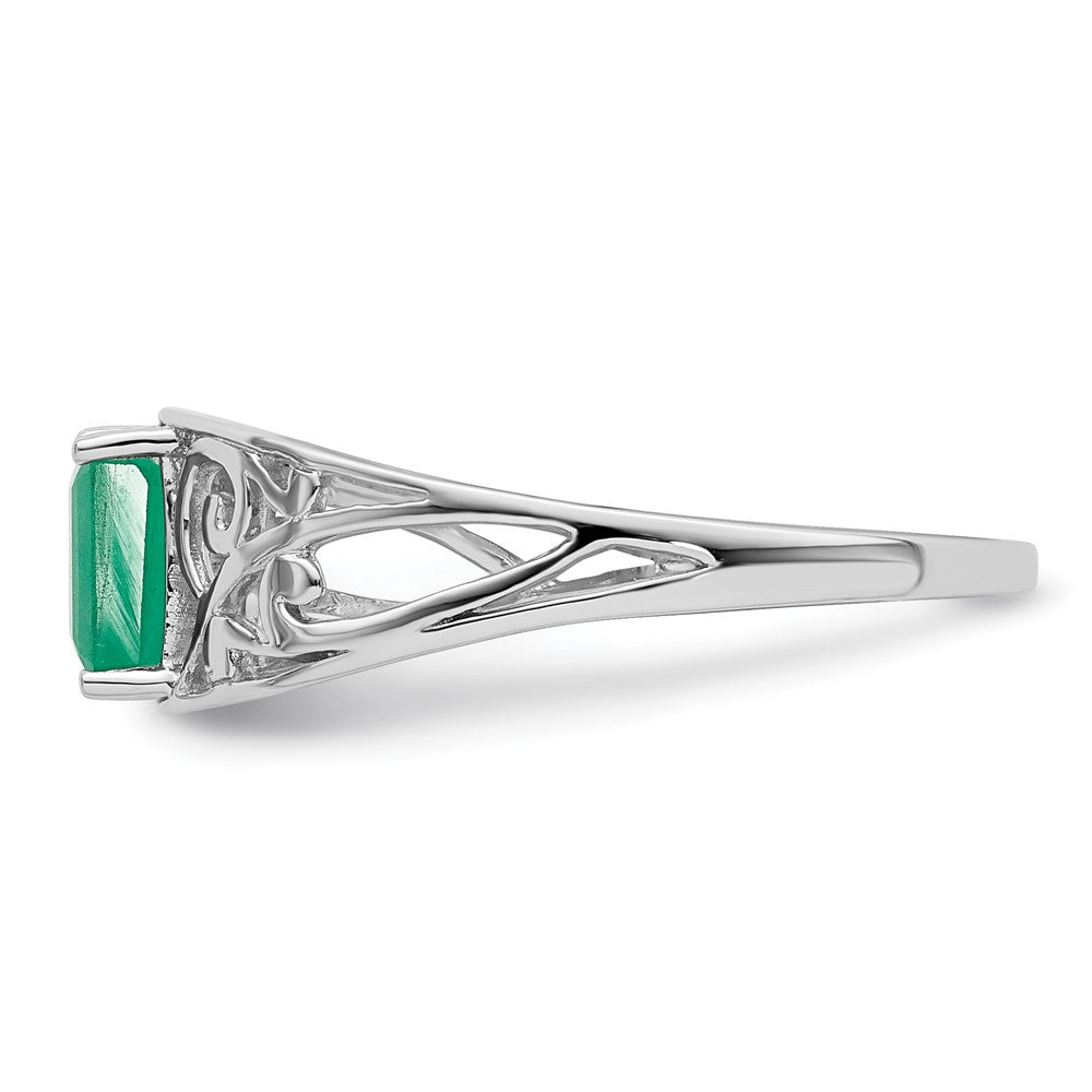 Sterlingsilber Rhodiniert Smaragd Ring