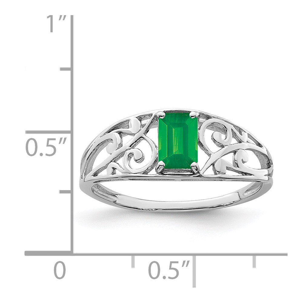 Sterlingsilber Rhodiniert Smaragd Ring