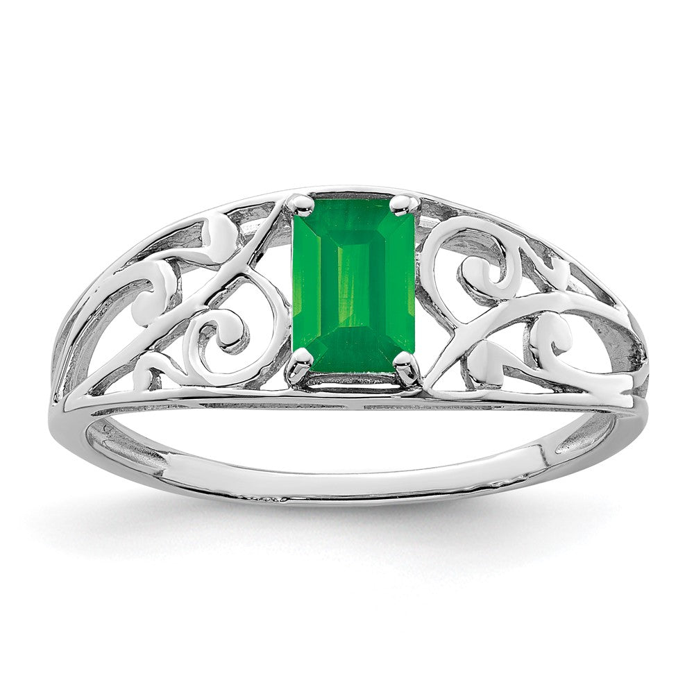 Sterlingsilber Rhodiniert Smaragd Ring