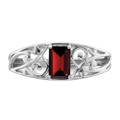 Sterlingsilber Rhodiniert Granat Ring