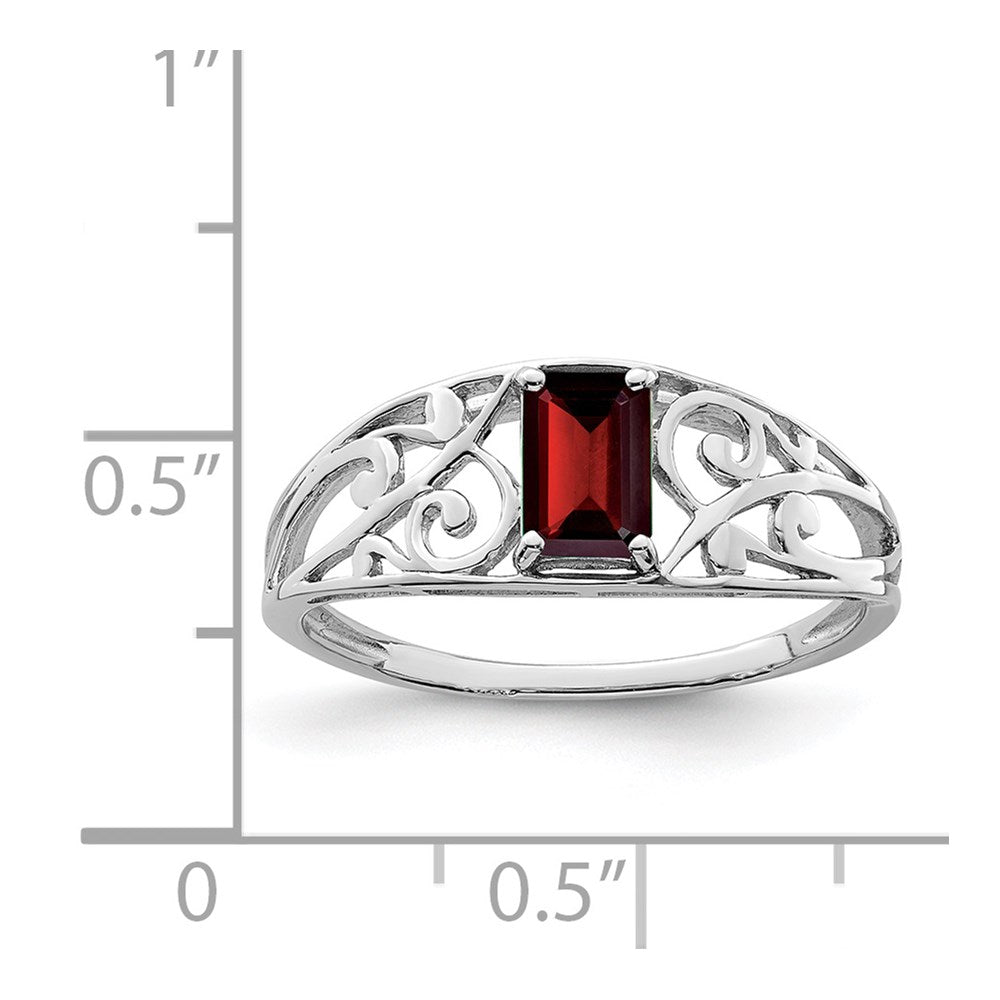 Sterlingsilber Rhodiniert Granat Ring