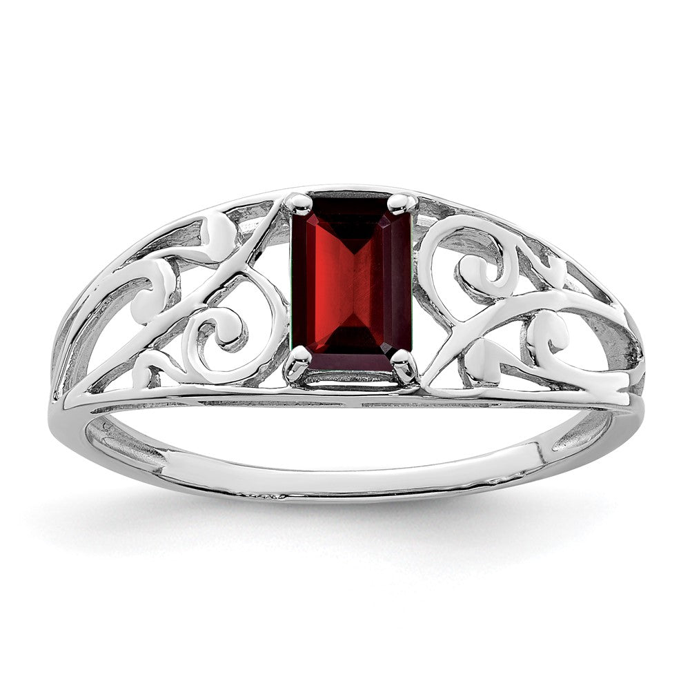 Sterlingsilber Rhodiniert Granat Ring