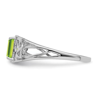Sterlingsilber Rhodiniert Peridot Ring