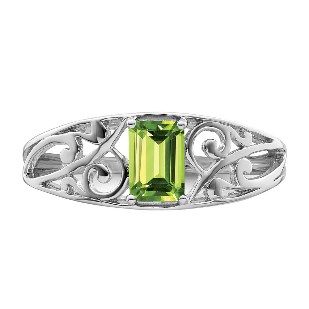 Sterlingsilber Rhodiniert Peridot Ring