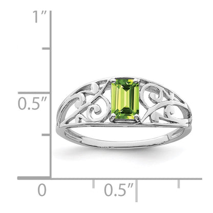 Sterlingsilber Rhodiniert Peridot Ring