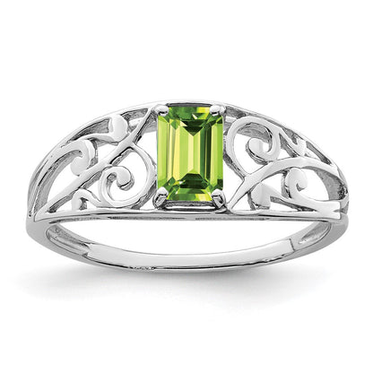 Sterlingsilber Rhodiniert Peridot Ring